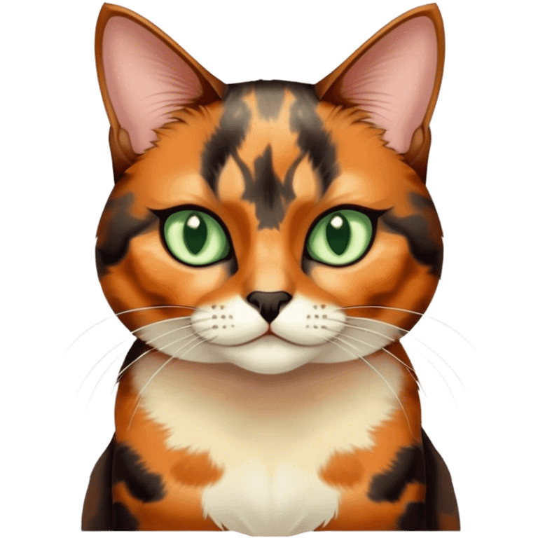 Tortoiseshell color cat with sage green eyes emoji