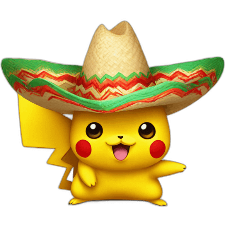 pikachu with mexican hat emoji