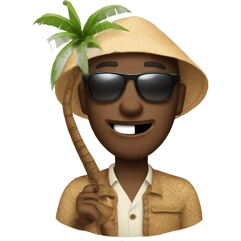 Man with a coconut and sunglasses  emoji