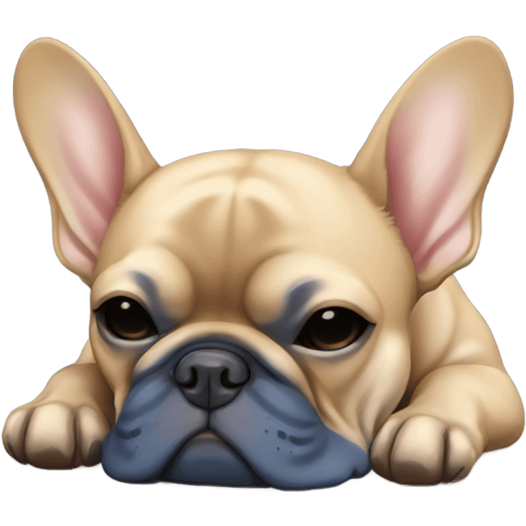 dark blue and tan french bulldog sleeping  emoji