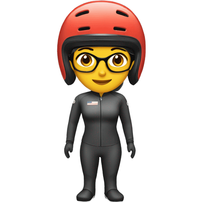 A woman wearing a race bike helmet and race glasses. emoji