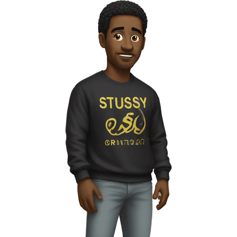 man wearing stussy shirt emoji