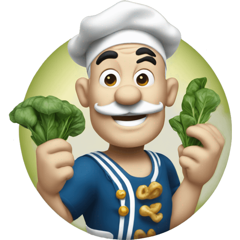 Popeye the sailor man eating a spinach pizza emoji