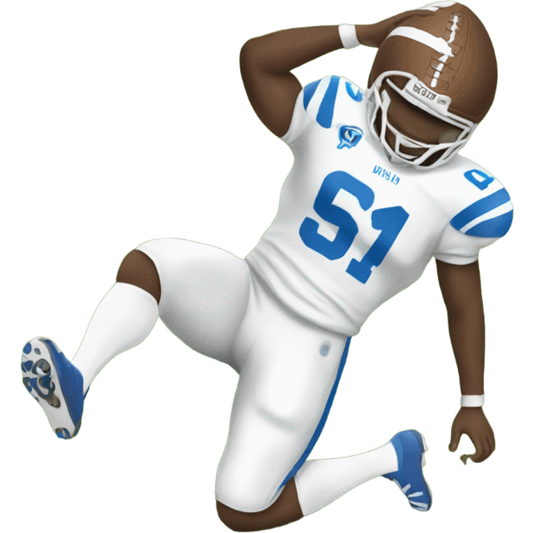 Football player on ground with hand in the air emoji