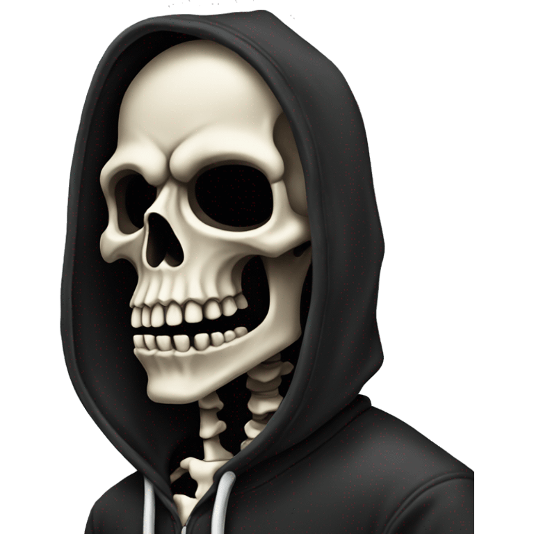 angry skeleton in black hoodie emoji