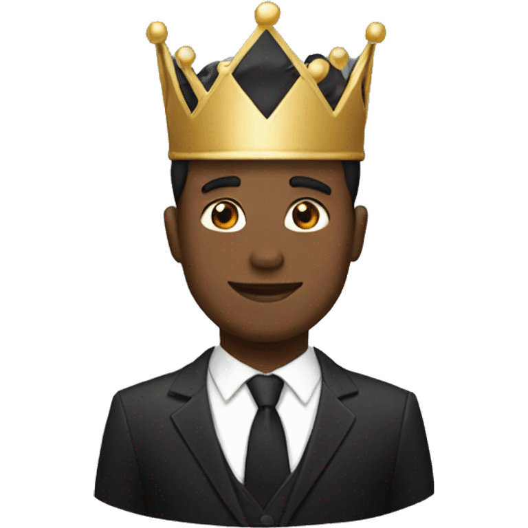 Man black suit crown emoji