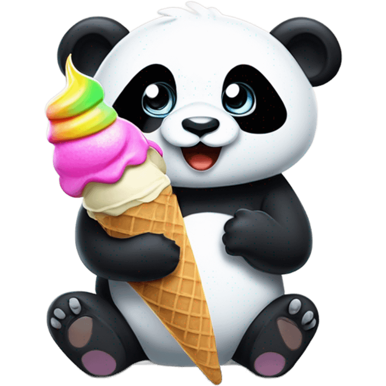 Panda eating ice cream emoji