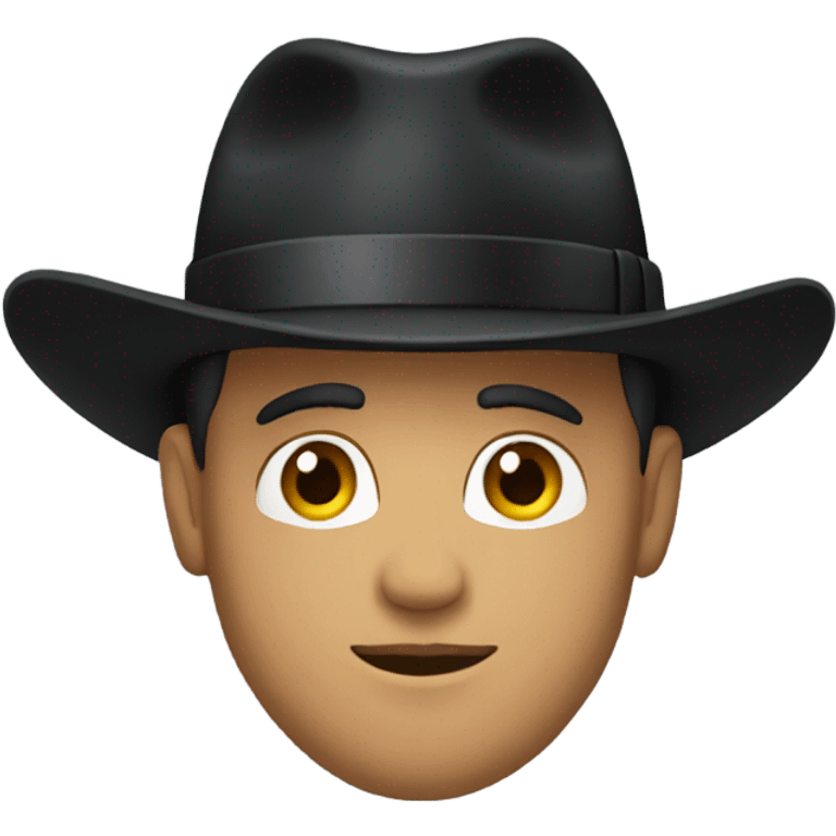 confident man in black hat emoji