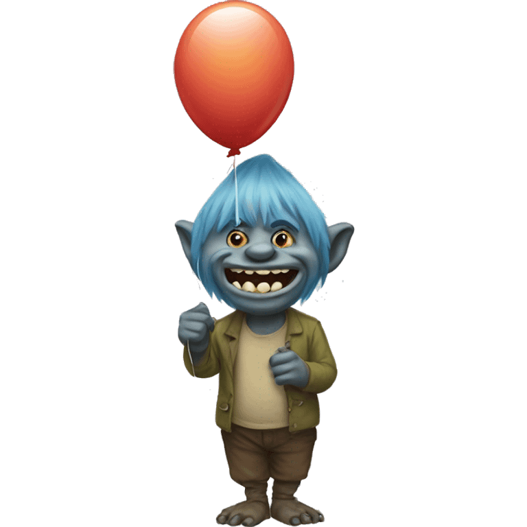 A troll holding a balloon  emoji