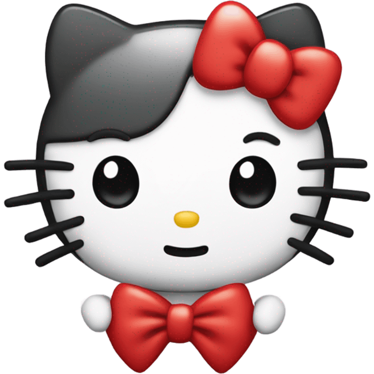 hello kitty with red bow but is cry lauhing emoji