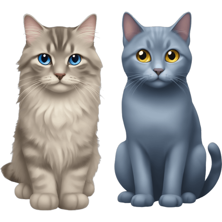 playing siberian cat & russian blue cat emoji