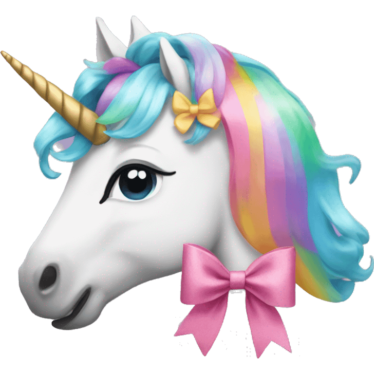 unicorn with preppy bow emoji