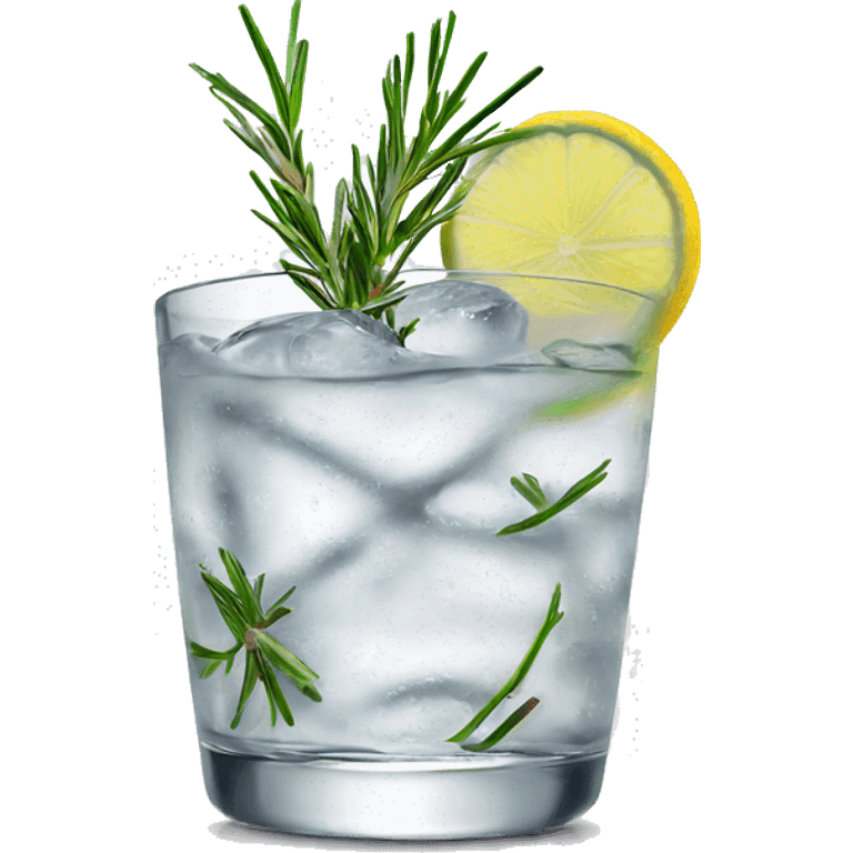 Gin & tonic in glass with rosemary emoji