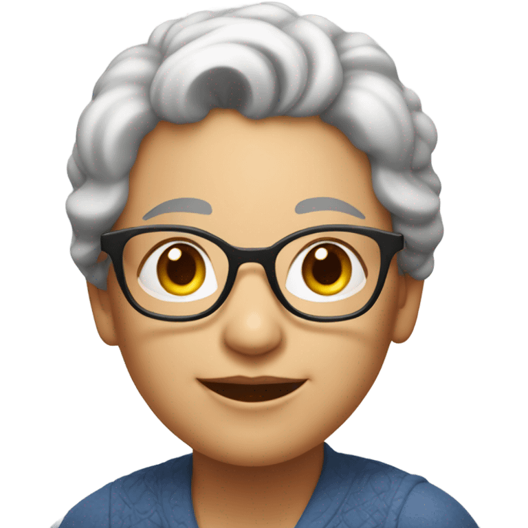 smiling young grandma with glasses indoors emoji