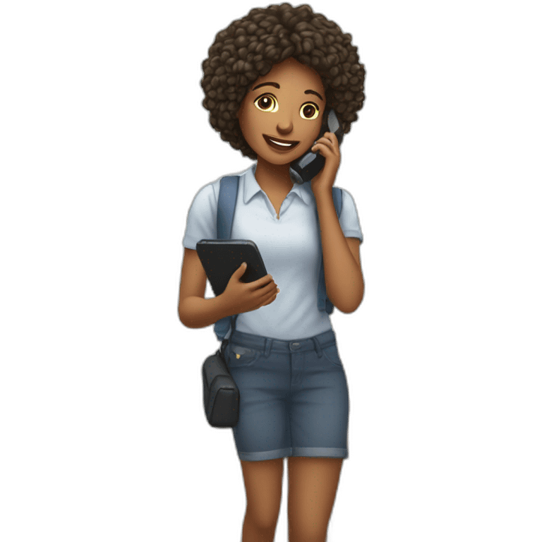 Femme qui utilise son téléphone à l'école emoji