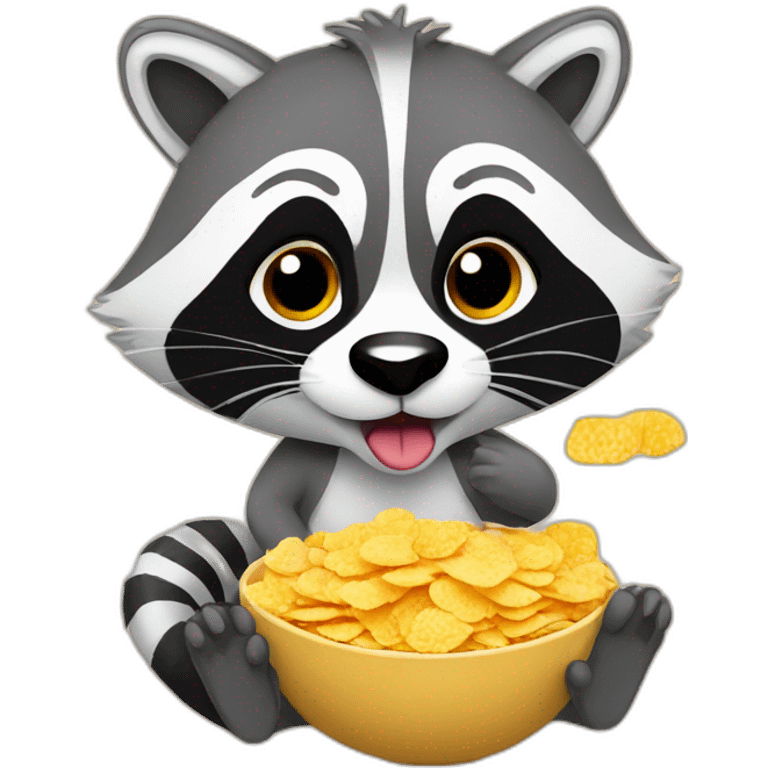 racoon eating corn flakes emoji