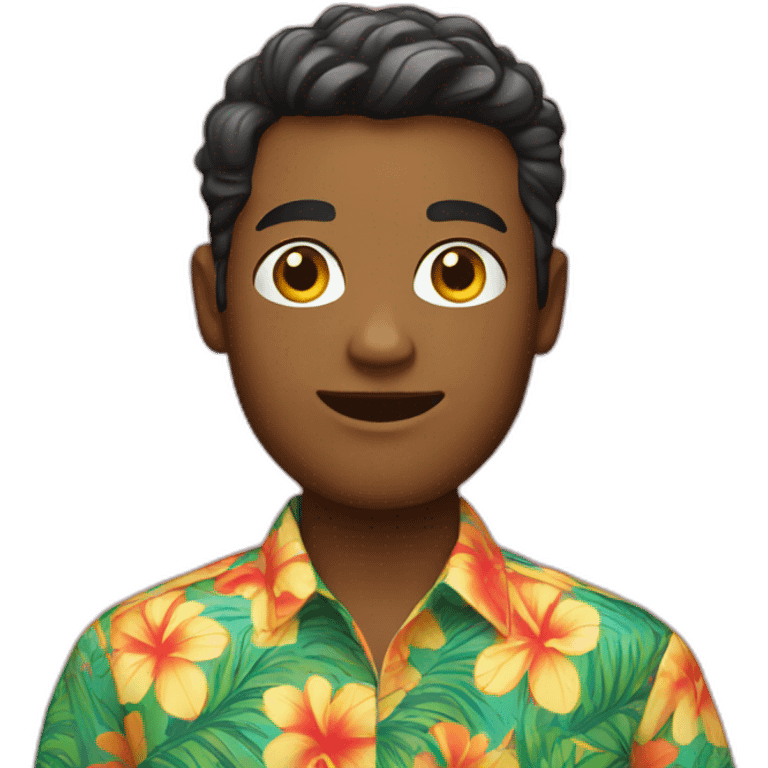 young white man wearing bright hawaiian shirt emoji