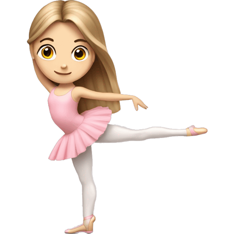 white girl, pink ballet girl. ballet pose, long hair emoji