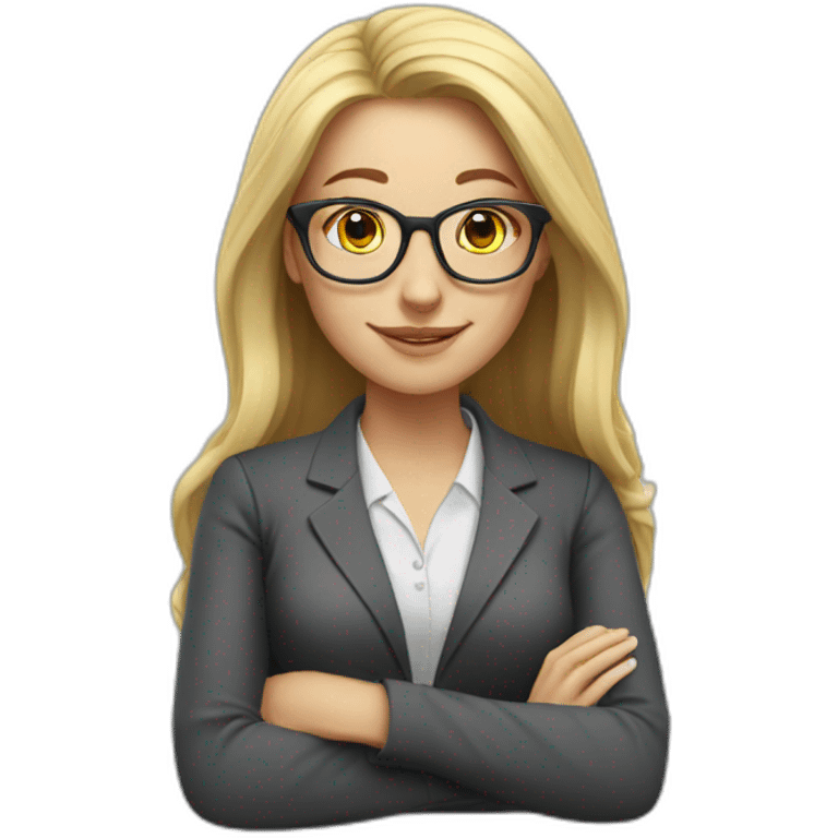 Woman teacher blonde long hair glasses book emoji