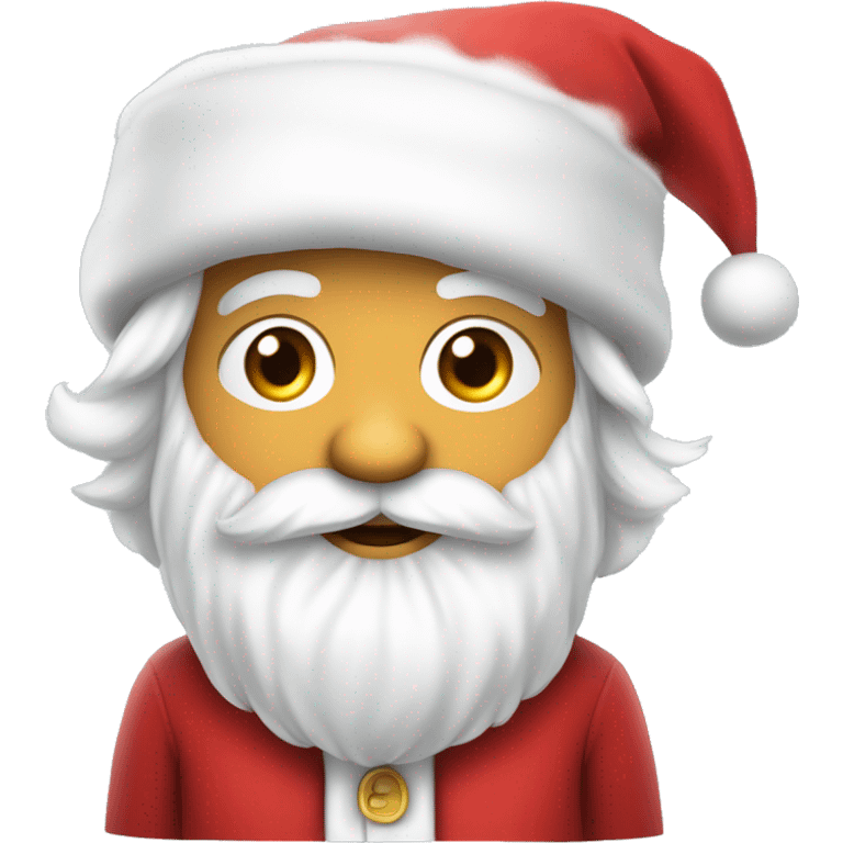 “An adorable Santa with a red suit, fluffy white beard, rosy cheeks, big eyes, and a red hat with a white pom-pom réaliste  emoji