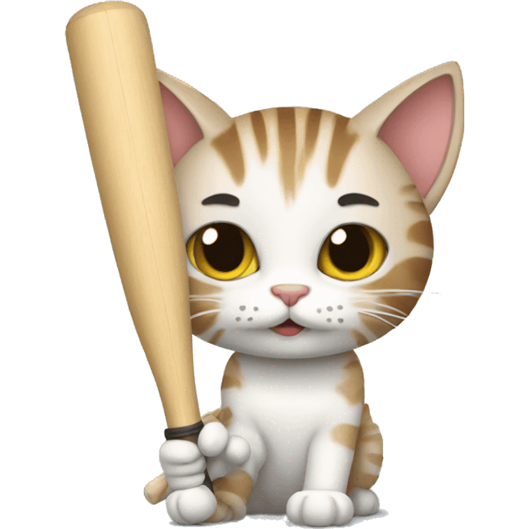 A cat with cricket bat  emoji