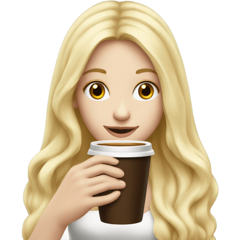 Blonde long hair pale girl enjoying coffee  emoji