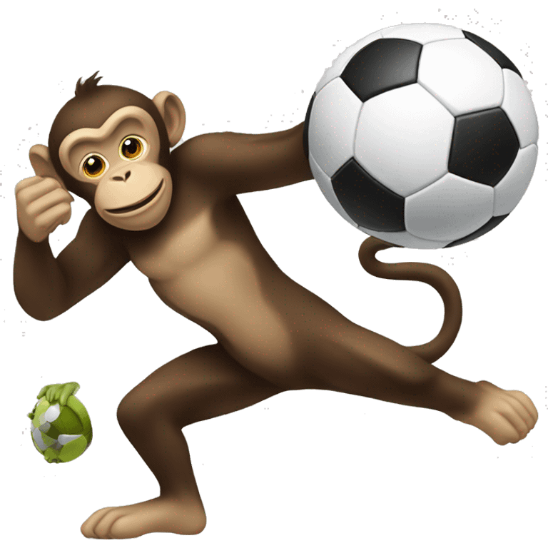 a monkey kicking a soccer ball emoji