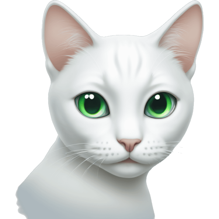 White Cat with one eye green and one blue  emoji