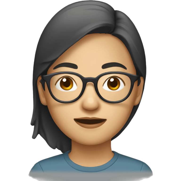 An Asian woman wears round glasse emoji