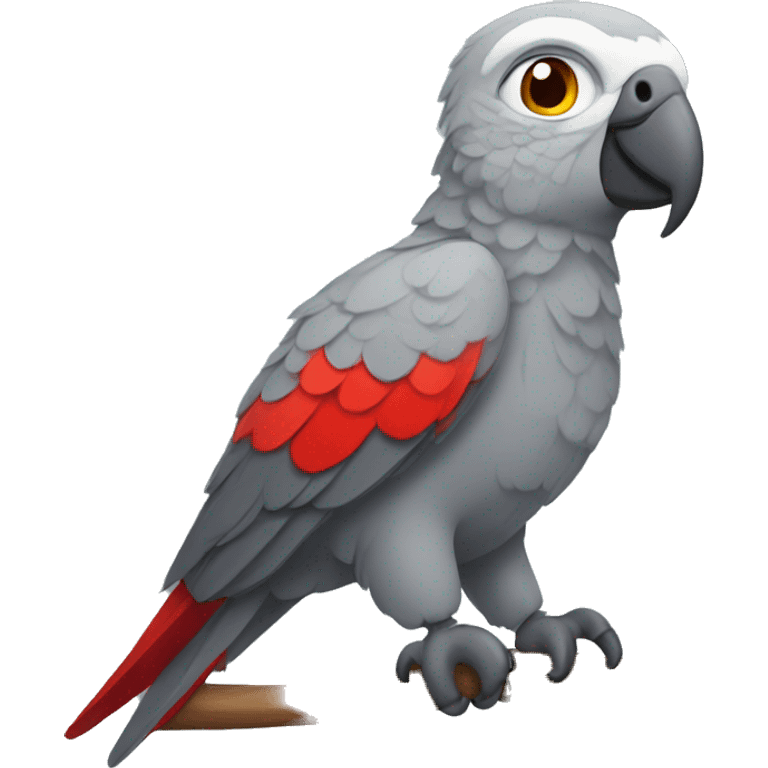 Gray parrot with red tail  emoji