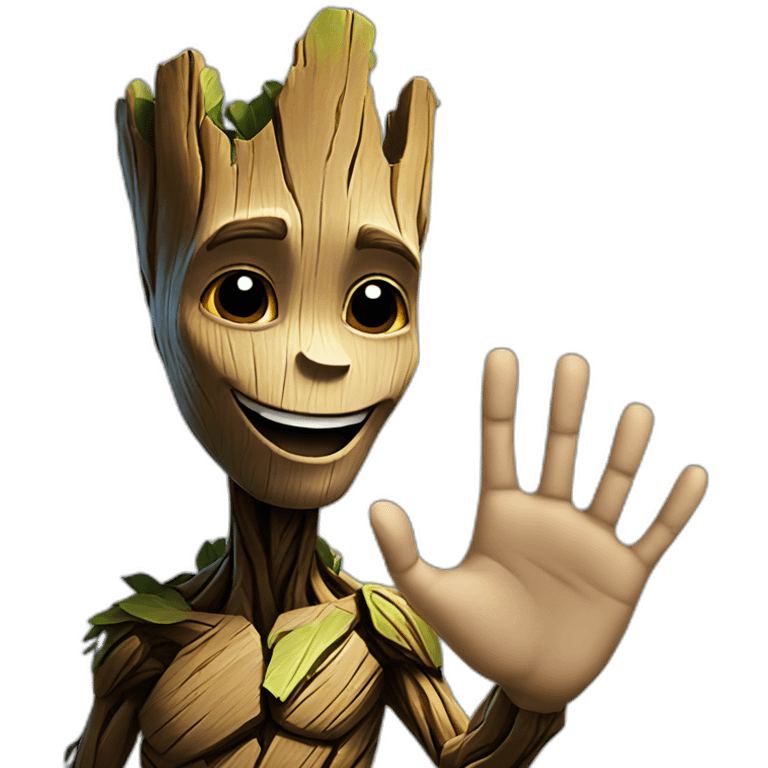 Groot waving hand emoji