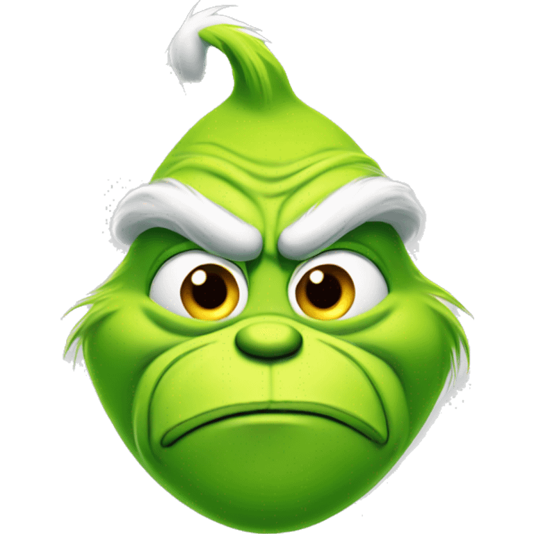 Grinch from cartoon head thinking emoji