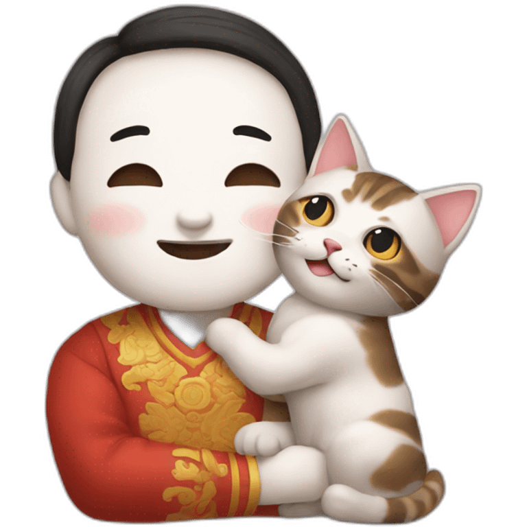 Chenese play with cat  emoji