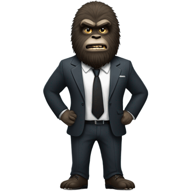 Bigfoot wearing a suit emoji