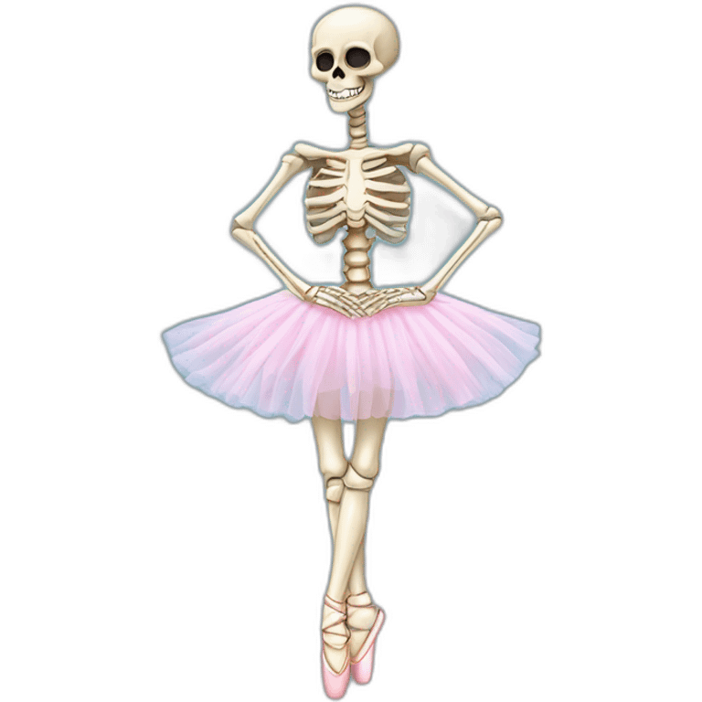 skeleton wearing ballet tutu and pointe shoes emoji