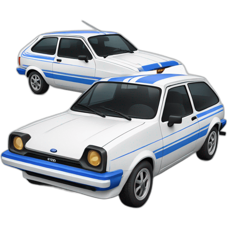 1980 Ford fiesta White with blue stripes emoji