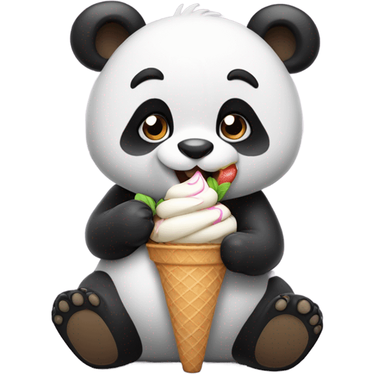 Panda eating ice cream emoji