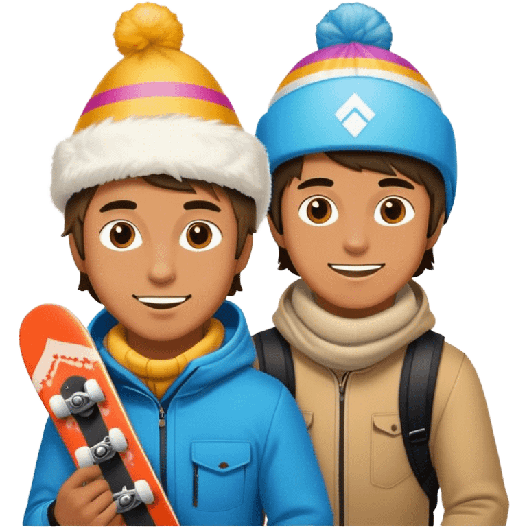 2 guys snowboarding birthday emoji