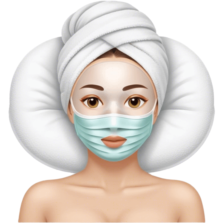 Lady with face mask spa beauty full face relaxing emoji