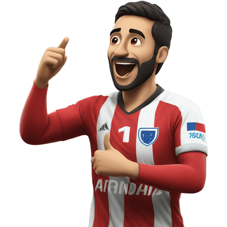 I'm honing a description of Arda Güler's goal celebration, noting his right hand on his chest and his left hand raised, mirroring the specified gesture. This aligns perfectly with known details. emoji