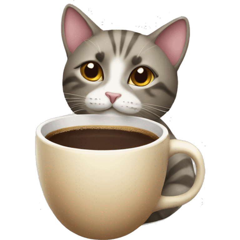 cat with coffee emoji