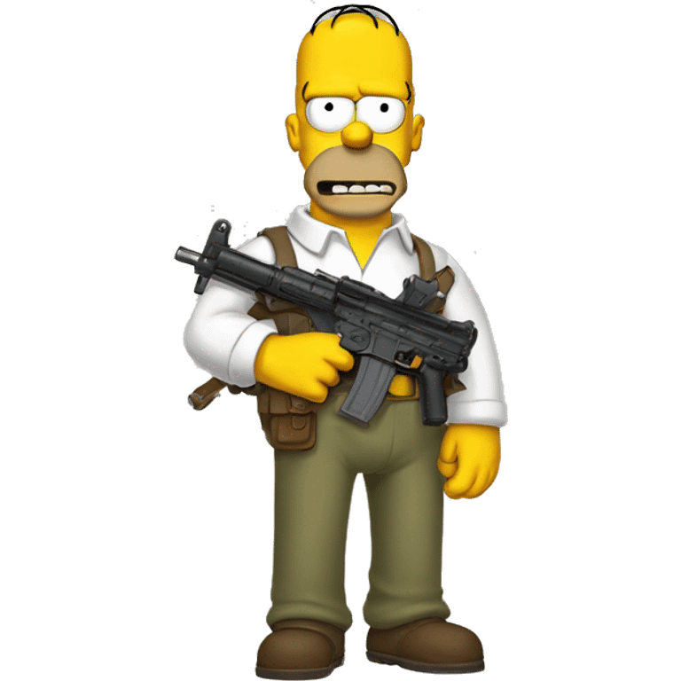 Homer Simpson, avec une arme dans les mains emoji