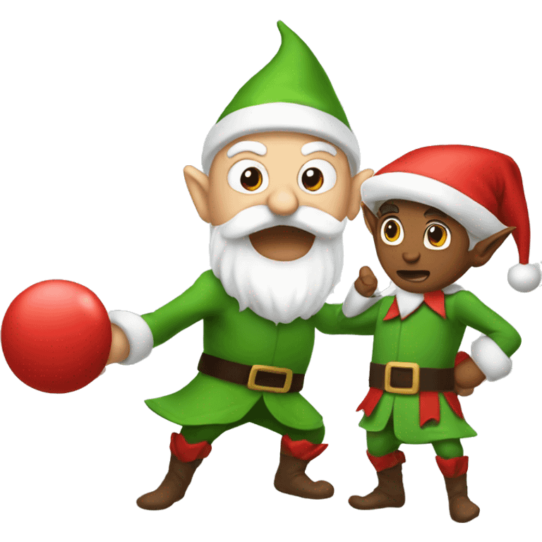 Elf fighting Santa  emoji