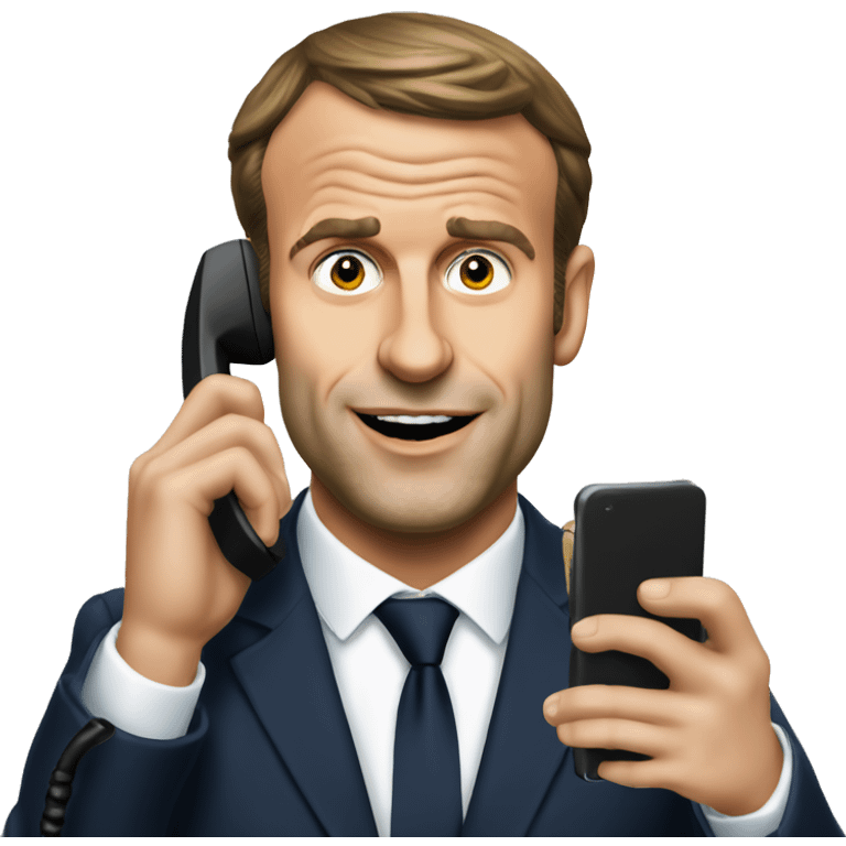 Emmanuel Macron calling with phone emoji