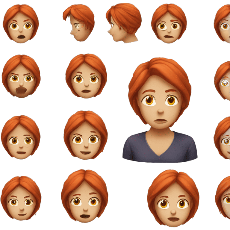 women confuse with red hair and confuse simile emoji