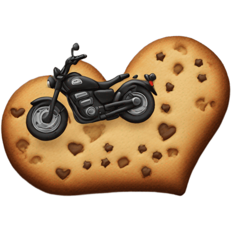 cookie heart with black motorbike  emoji