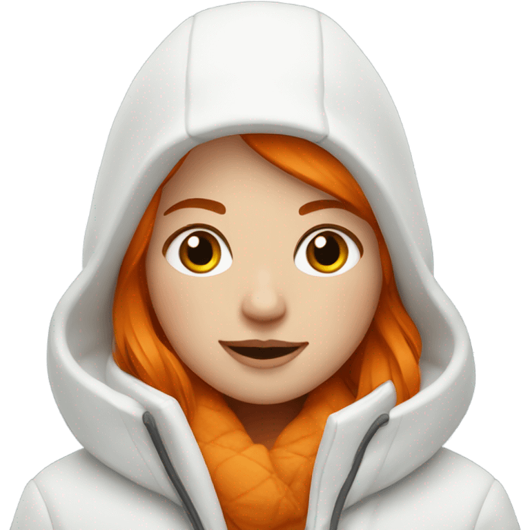 winter girl in white coat with orange hair emoji