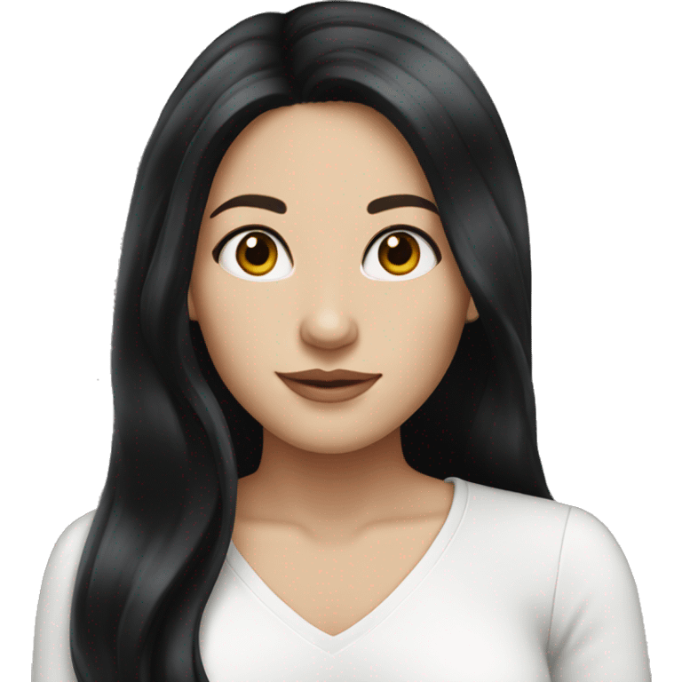 Beautiful woman long black hair white skin emoji