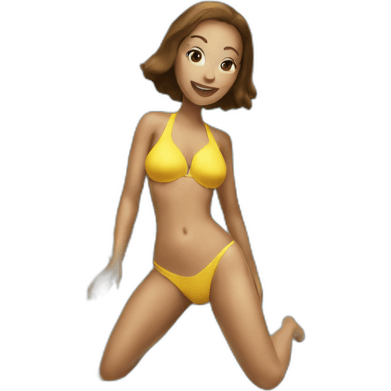 sexy woman eating banana swimming suit emoji