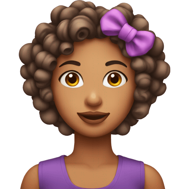 girl with curlers, medium cheeks, small eyes, and earrings emoji